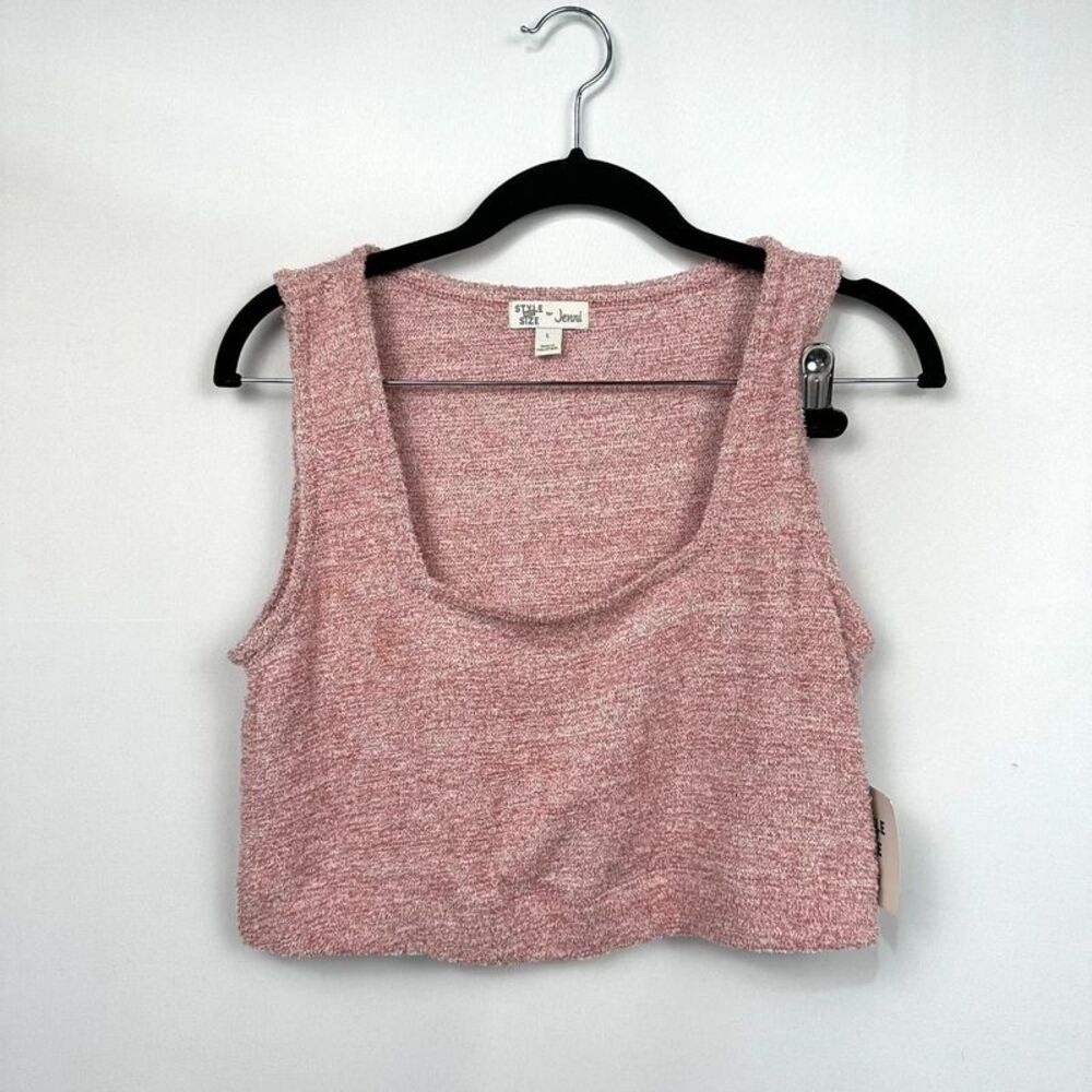 NEW Jenni Style Not Size Fuzzy Knit Crop Pajama Top Weathered Rose Large